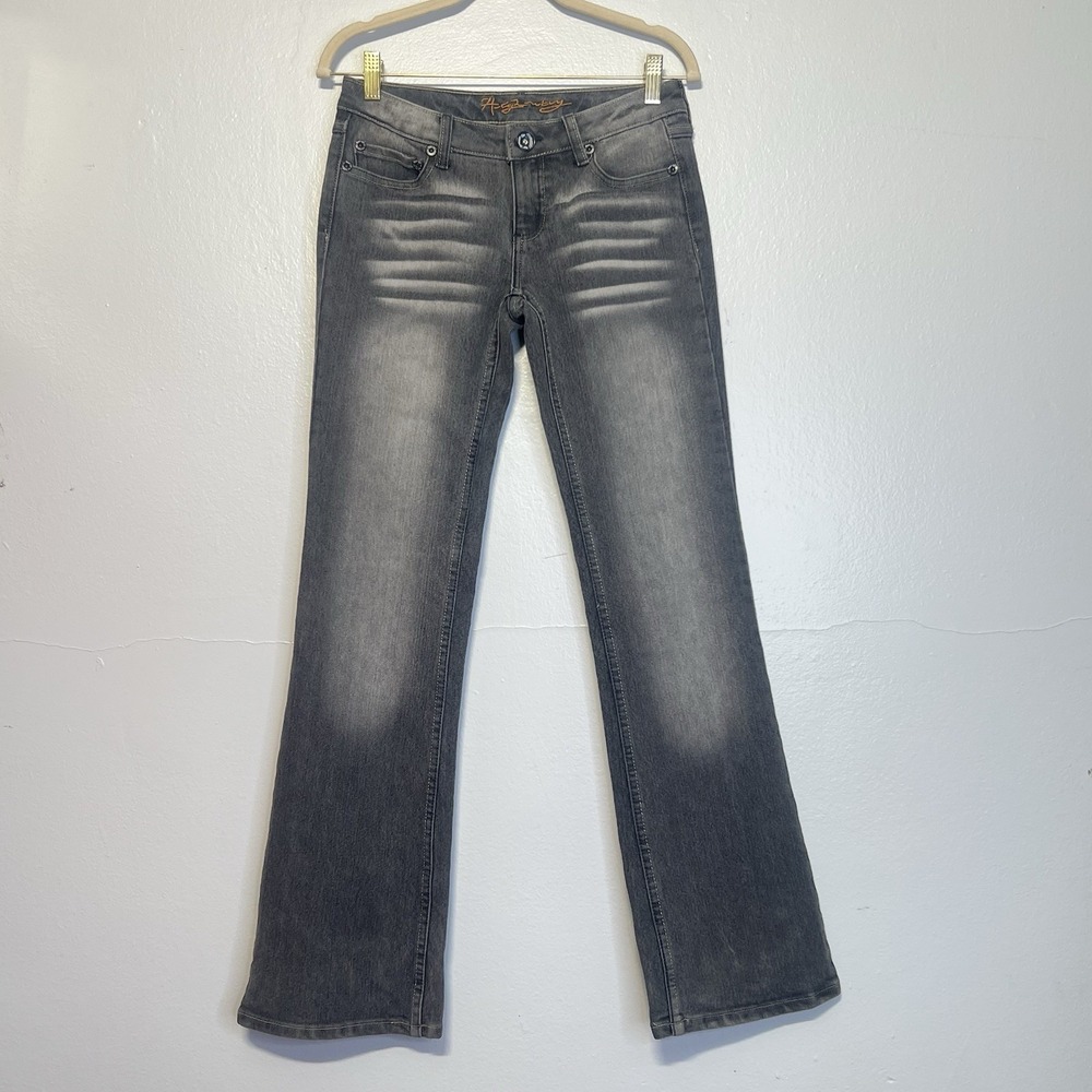 Highway Jeans Bootcut vintage Style Womens Sz 1 (6) Low Rise‎ Gray Faded 90s